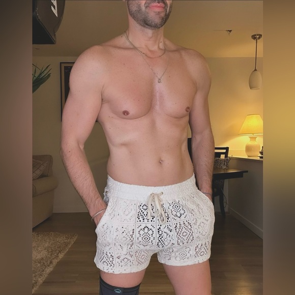 Andrew Christian Other - Andrew Christian | Sheer 4" Mykonos Beach Shorts in Ivory Lace (Medium)